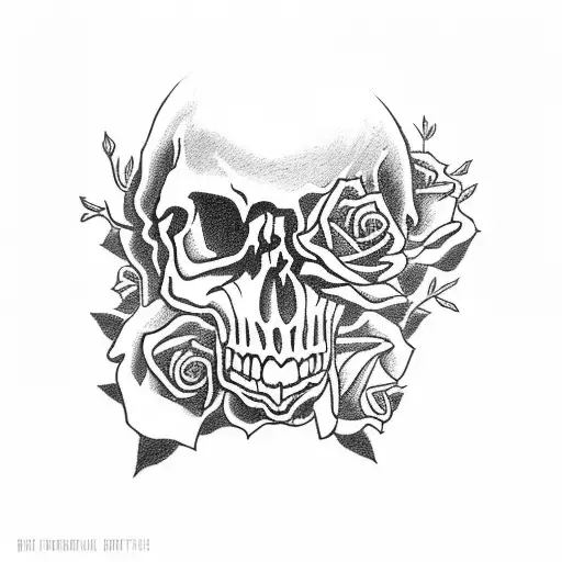 Skull With Roses And A Cowboy Hat