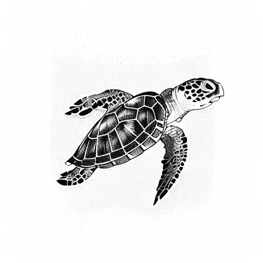 Flying Sea Turtle With Star Of Life