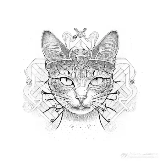 An Intricate Circuit Board Design With A Cat Silhouette Incorporated