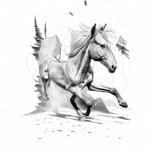 Wild West Landscape With A Horse Running Through It