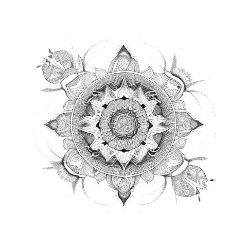 A Mandala-inspired Design Featuring Different Plant Medicine Symbols
