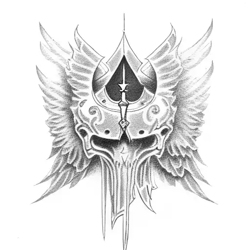 Ace Of Spades With Angel And Demon Wings