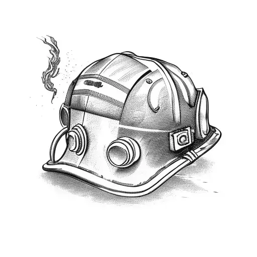 A Vintage Firefighter Helmet Surrounded By Swirling Bourbon And Whiskey Bottles