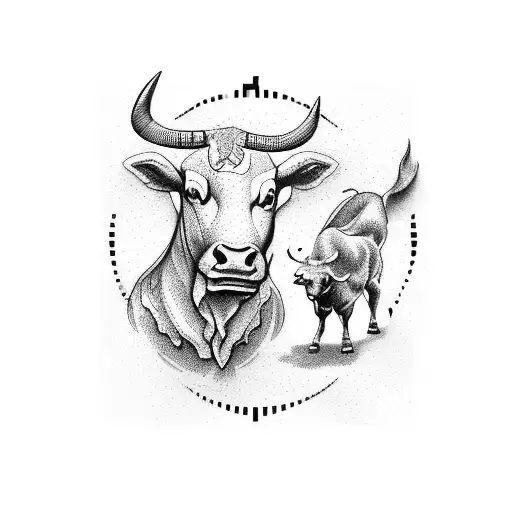 Stock Market Chart With Bull And Horse Symbols