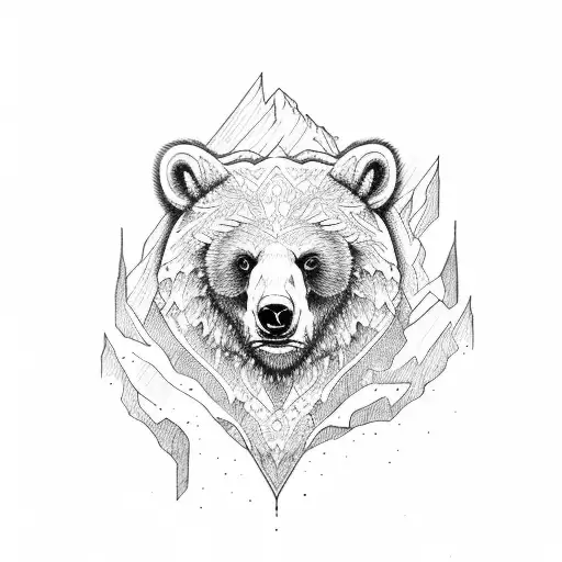 Wood With Waterfall And Bear