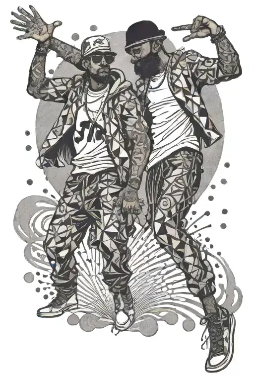 Hiphop Dancing Men Standing Proudly Towards The Sun