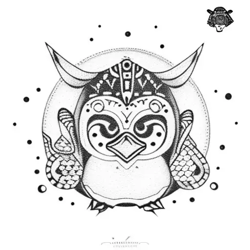 Penguin With A Mexican Alebrije Style That Looks Like A Patch