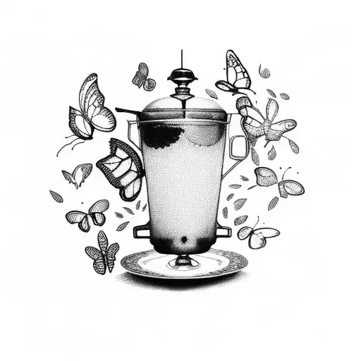 An Intricate Coffee Brewing Apparatus Adorned With Delicate Butterflies