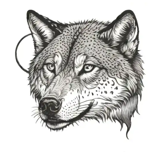 Wolf With Moon In The Background