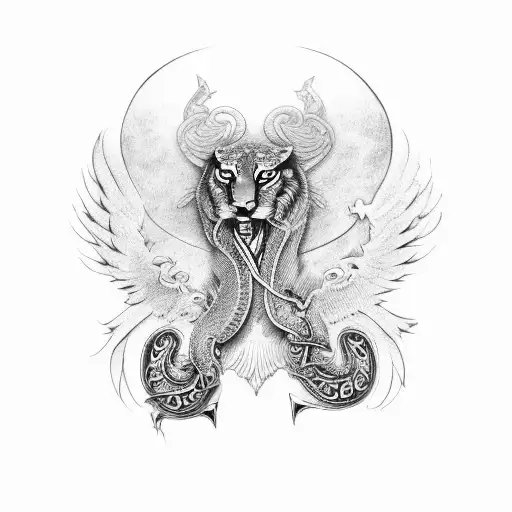 A Puma With Eagle Wings And Serpent Tail