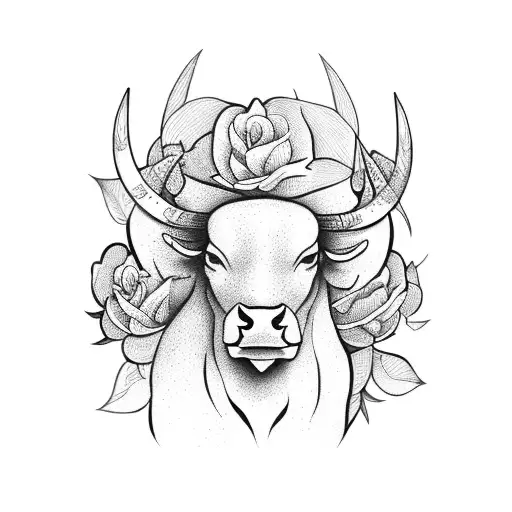 Strong Bull With Flower