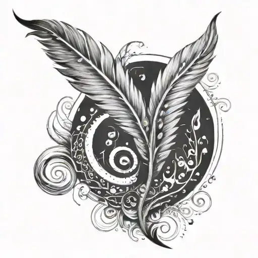 A Phoenix Feather Turning Into Musical Notes