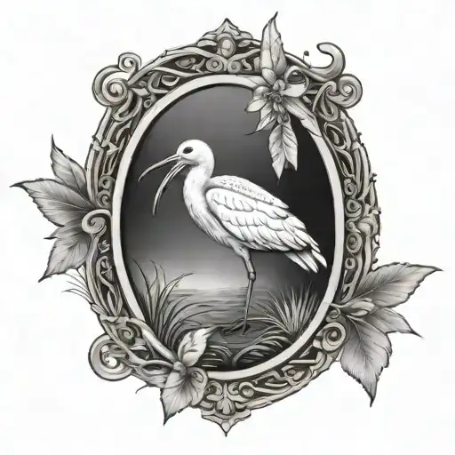 Black And White Ibis In Frame