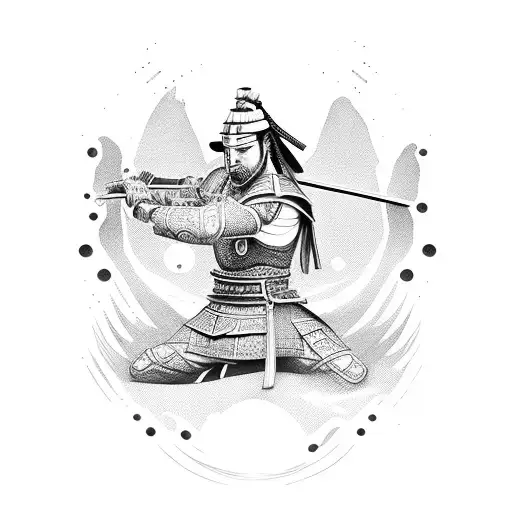 Samurai Com Uma Espada Na Mao Enquanto Esta Em Chamas Vermelhas