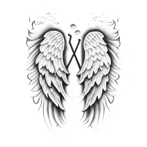 Angel Wings With Clouds