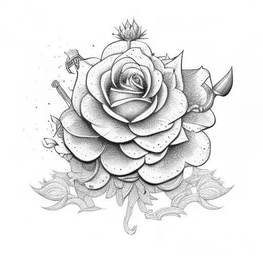 Sword Stuck In Garden Of Flowers