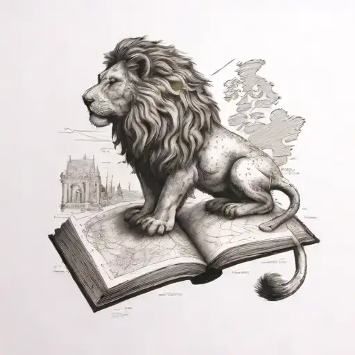 A Book With A Lion On The Cover Reading A Map Of Europe