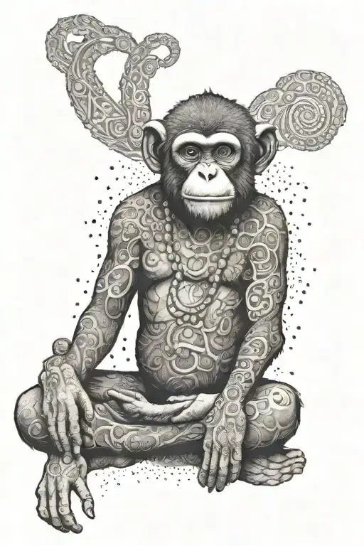 Monkey Zen Meditating Figure Sitting Cross Legged