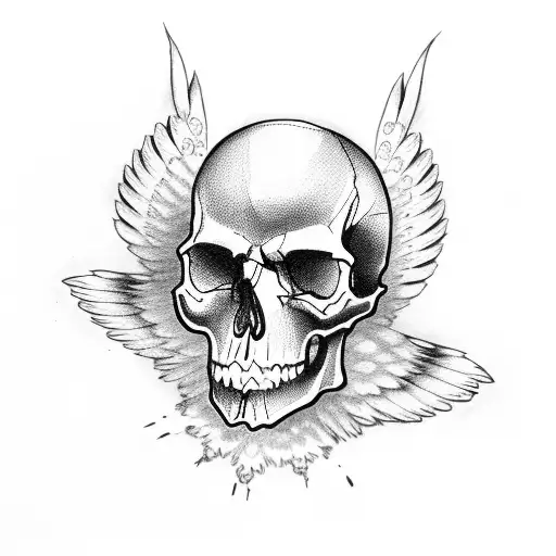 Skull With Angel Ring