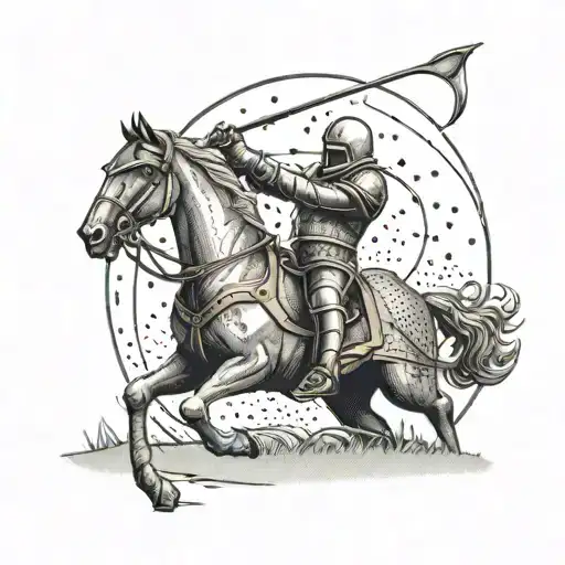 A Knight Hunting With A Bow And Arrow On A Golf Course