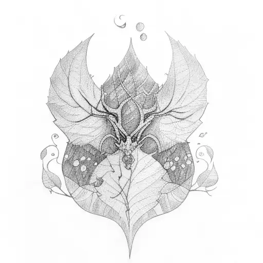 Back Tatto With Single Wing Of Leaves