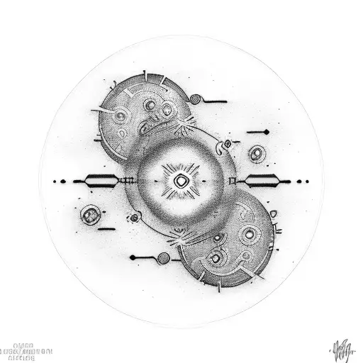 A Random Circle For Arm And Connected A Minimalist Random Tattoo On The Shoulde