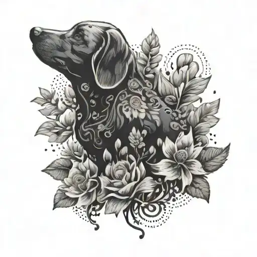 A Floral Pattern With Hidden Dog Silhouettes Intertwined
