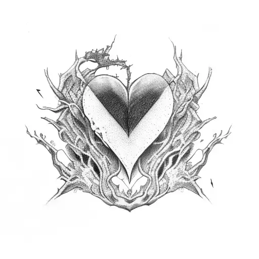 Broken Heart Half Red And Half Black