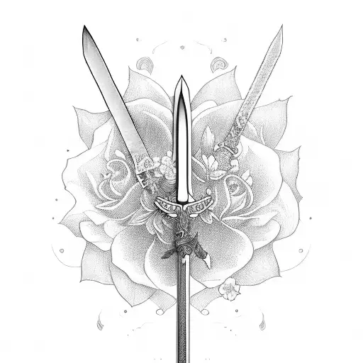 Katana Sword With Flowers