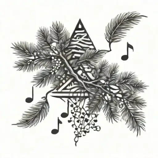 Worship Music Notes Floating Among Pine Tree Branches