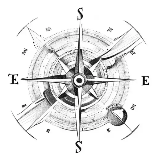 Planet In A Compass With A Small Astronaut