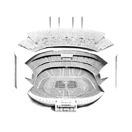 A Boy Watchig A Football Stadium From Outide