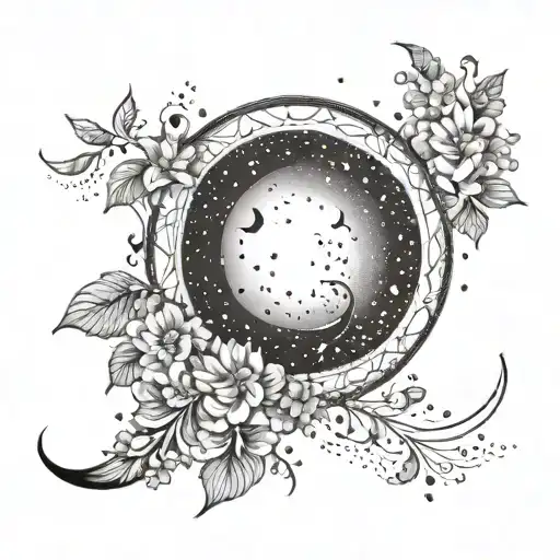 A Delicate Design Of A Crescent Moon With Intricate Line Work And Sparkles