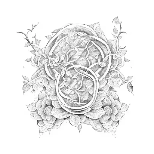 A Detailed Illustration Of A Guitar Intertwined With Blooming Vines