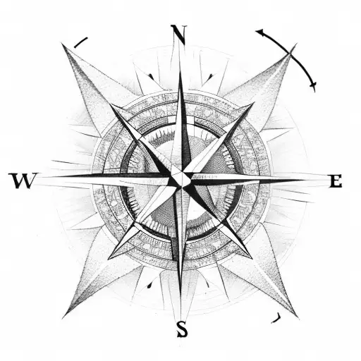 Compass With North Pointing To The Head And The Pointer To The Heart