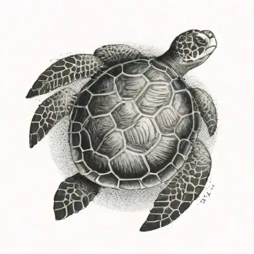 A Dotwork Tattoo Of A Sea Turtle With The Hawaiian Islands In The Background