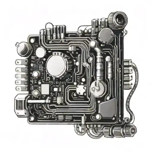 A Computer Motherboard With Coffee Beans And Music Symbols Intertwined In The Circuits