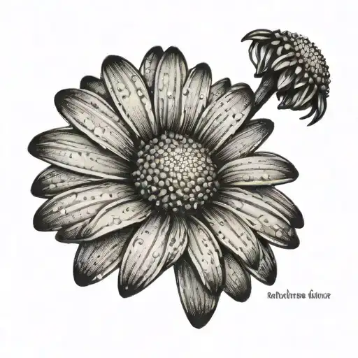 A Dotwork Tattoo Of A Daisy With Henry's Name Subtly Incorporated Into The Petals