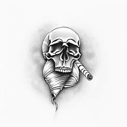 Skull Smoking A Cigarette
