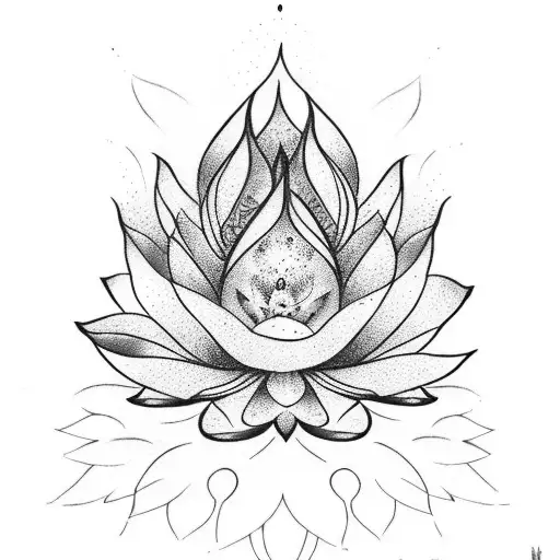 A Tattooed Lotus Flower Blooming At The Base Of A Tranquil Waterfall
