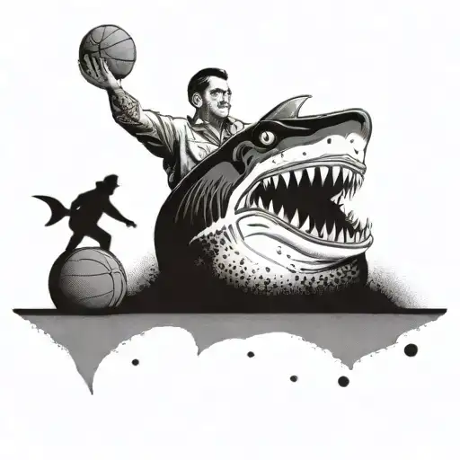 An Entrepreneur Standing On A Basketball Court With A Shark Fin Sticking Out Of The Ground