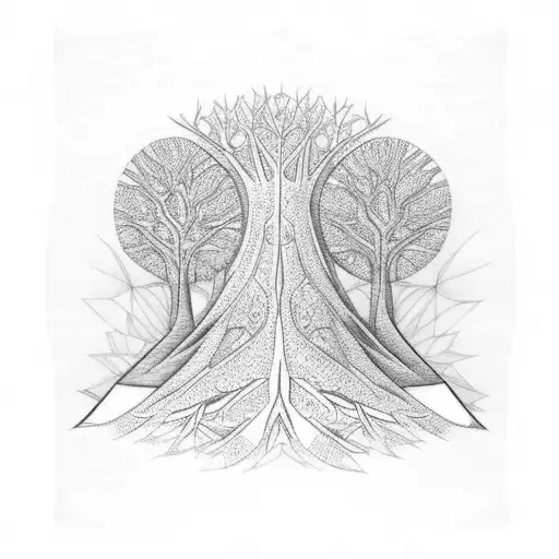 A Geometric Tree With Intricate Dotwork Patterns
