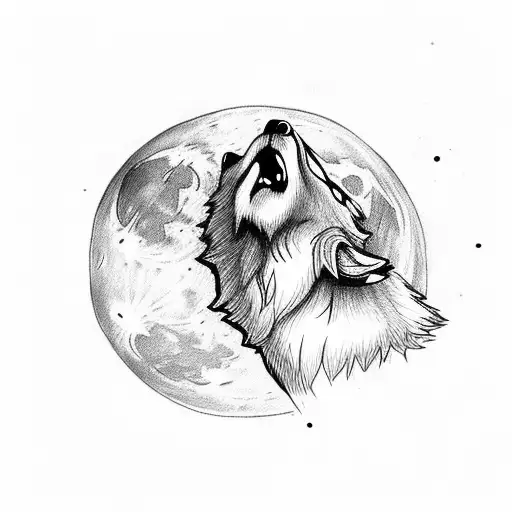 A Wolf Howling At The Moon With A Motorcycle In The Background