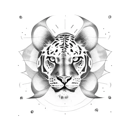 Big Cats Heads In Tropical Background