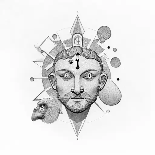 Aristotles Stone Head With A Clock In The Back