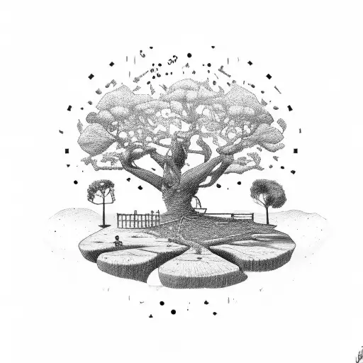 Trees And Bench In Hourglass Top Death At Bottom