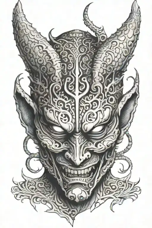 Mask Of A Scary Demon With A Crazy Look
