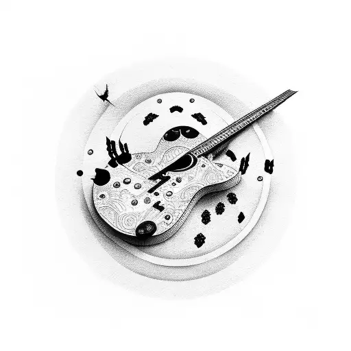 Guitar With Bee And Turtle