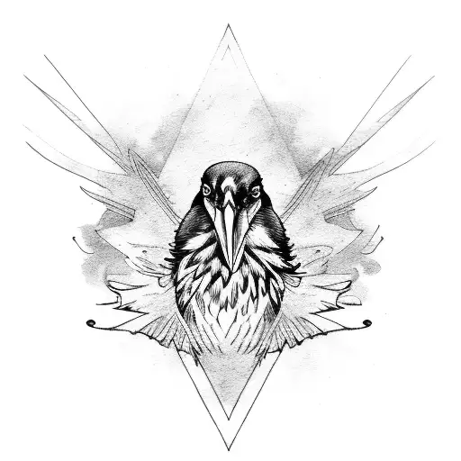 Raven On Digital Background