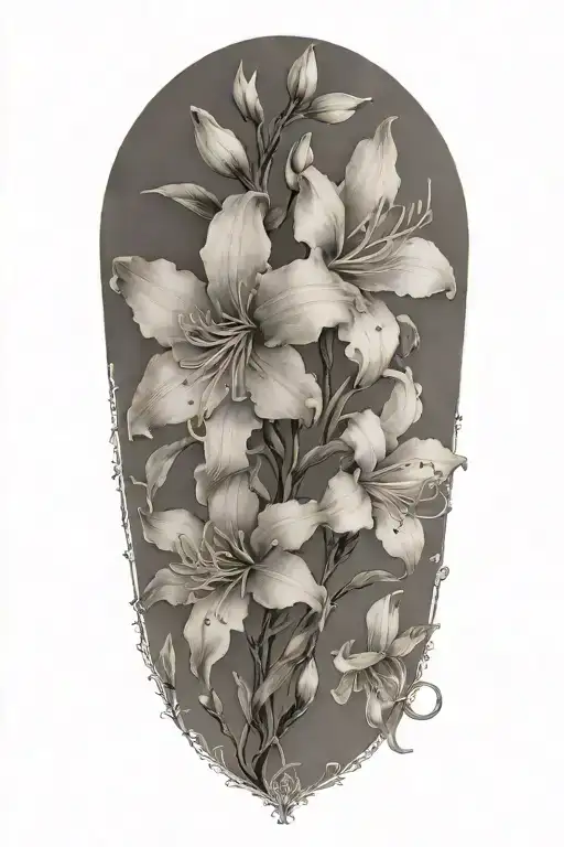 Azaleas With Heavy Shading And Thick Linework